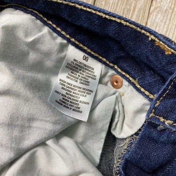 Aeropostale Aero Juniors 00 Denim Bermuda Cuffable Fringe Hem Jean Shorts Summer - Picture 11 of 11